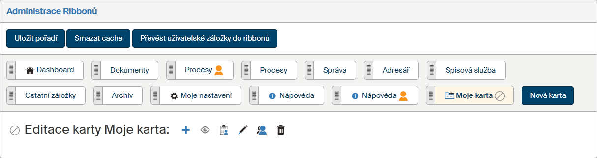 ribbon nova karta ovladani