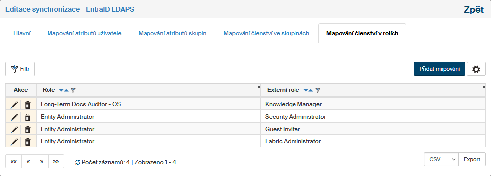 synchronizace entraid mapovani role