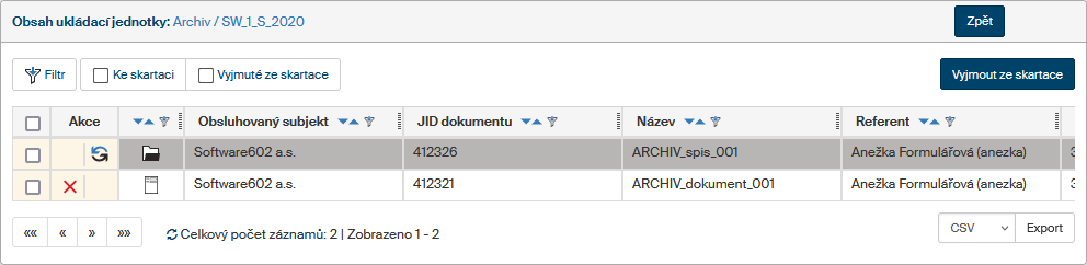 obsah ukladaci jednotky