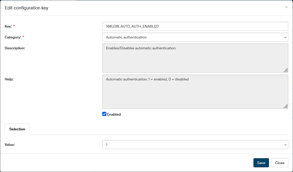 konfiguracni klic upravit