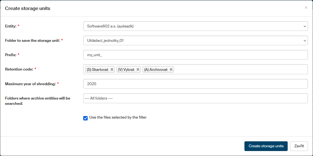 vytvorit ukladaci jednotky dialog