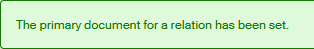 A message in a green frame confirming the selection of the primary document
