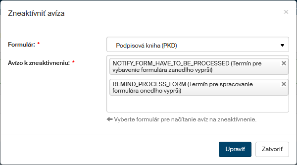 notifikace zneaktivneni