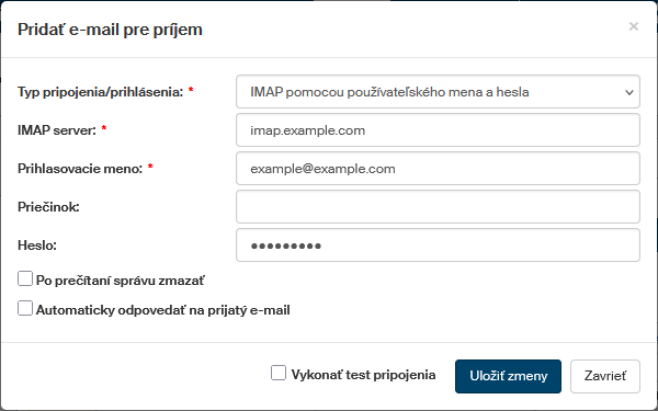 pridat email dialog