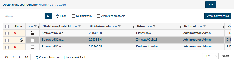 obsah ukladaci jednotky