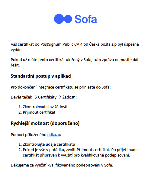 nasledny notifikace postup