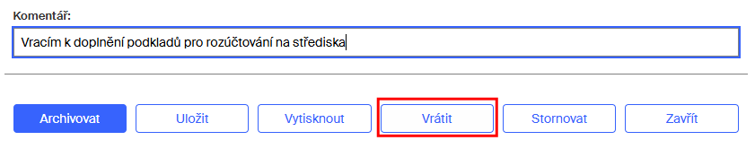 faktura vraceni k prepracovani