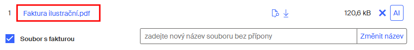 faktura zmenit nazev po