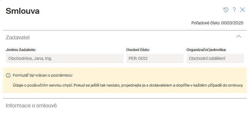 smlouva vraceni formular