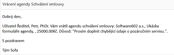 smlouva vraceni notifikace