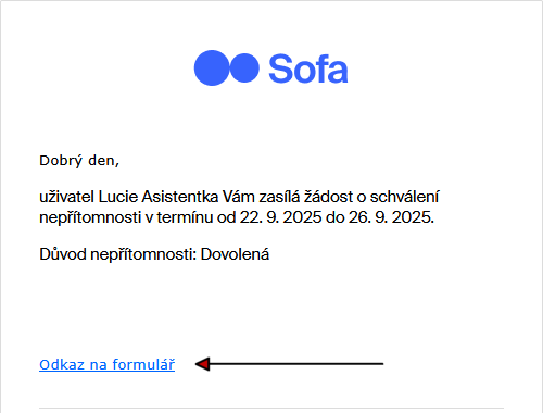 nepritomnost notifikace zadost