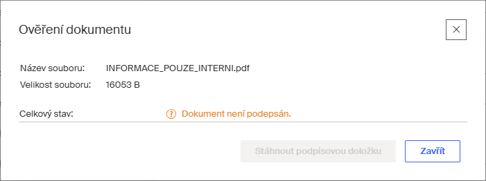 dokument neni podepsan