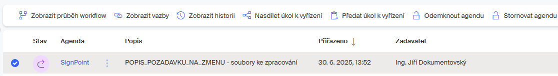 vraceny v agendach